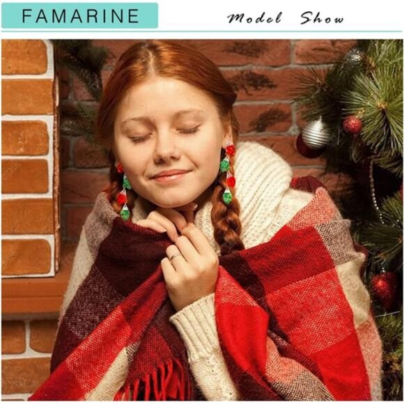 Christmas Earrings for Women Colorful Acrylic Drop Tree Lantern Gift Jewelry - Picture 3 of 7